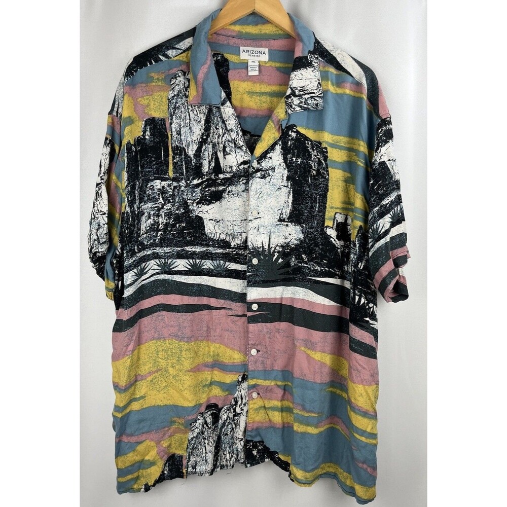 Y2K 90s Arizona Jean Co Desert Landscape AOP Button Shirt XXL